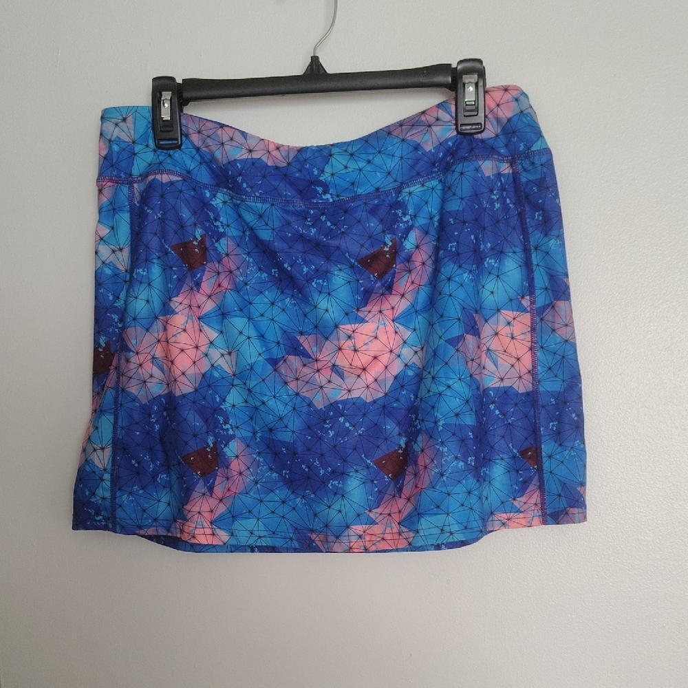 Blue and Pink Geometric Women's Skirt